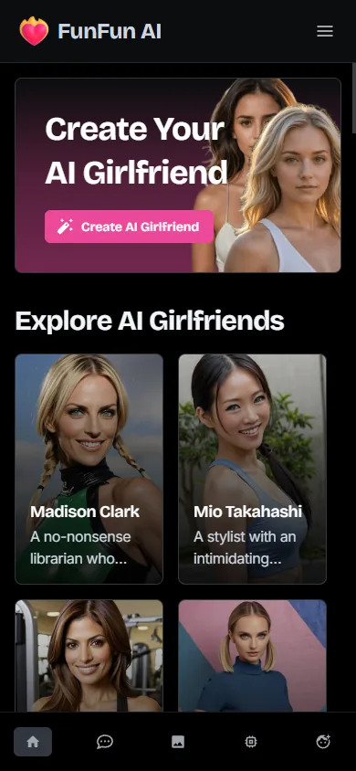 Mobile FunFun AI catalog entry screen